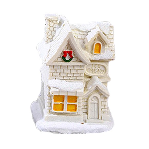 Manualidades navideñas para casas luminosas, regalos navideños, adornos luminosos de resina blanca Estilo G