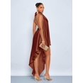 thumbnail image 2 of Brown Satin Halter Neck Asymmetrical Maxi Dress, Sleeveless, Backless, Elegant Party & Evening Wear, 2 of 6