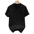 thumbnail image 3 of Chiccall Mens Textured Button up Shirts Short Sleeve Casual Summer Beach Vacation Stylish Shirt Tops Black3XL, 3 of 5