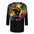 thumbnail image 5 of LYEAA African Heritage Inspired Blouse Women 3/4 Sleeve Round Neck T-Shirt Soft Cotton Loose Fit Black History Month Casual Apparel Multicolor M, 5 of 5