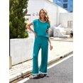 thumbnail image 2 of Ekouaer Womens Matching Sets Knit Sweater Sets 2 Pieces Outfits Pullover Tops Wide Legs Pants Lounge Set, 2 of 6