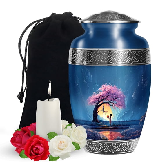 YATSKIA Basketball at Spring Large Cremation Urn for Ashes Adult Male and Female, Decorative Memorial Urn for Adult Ash, (200 Cubic, Large 10 Inch)