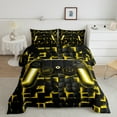 thumbnail image 2 of Manfei Gaming Bedding Comforter Set,Geometric Grid Twin Comforter Sets,Gradent Yellow Black Bedding Set For Boy,Microfiber Room Decor Reversible,2-Piece, 2 of 8