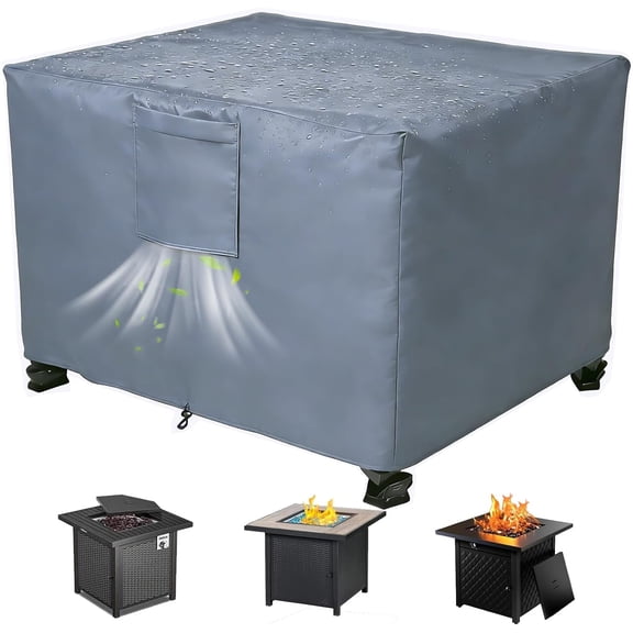 Heavy Duty Square Fire Pit Cover - Waterproof & Weatherproof, Durable All-Season Protection for Propane Fire Pits and Tables