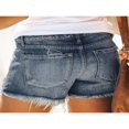 thumbnail image 2 of Short en Jean Décontracté pour Femmes Mi-Haute Ourlet Roulé Short en Jean Déchiré avec Poches Bleu S, 2 of 4