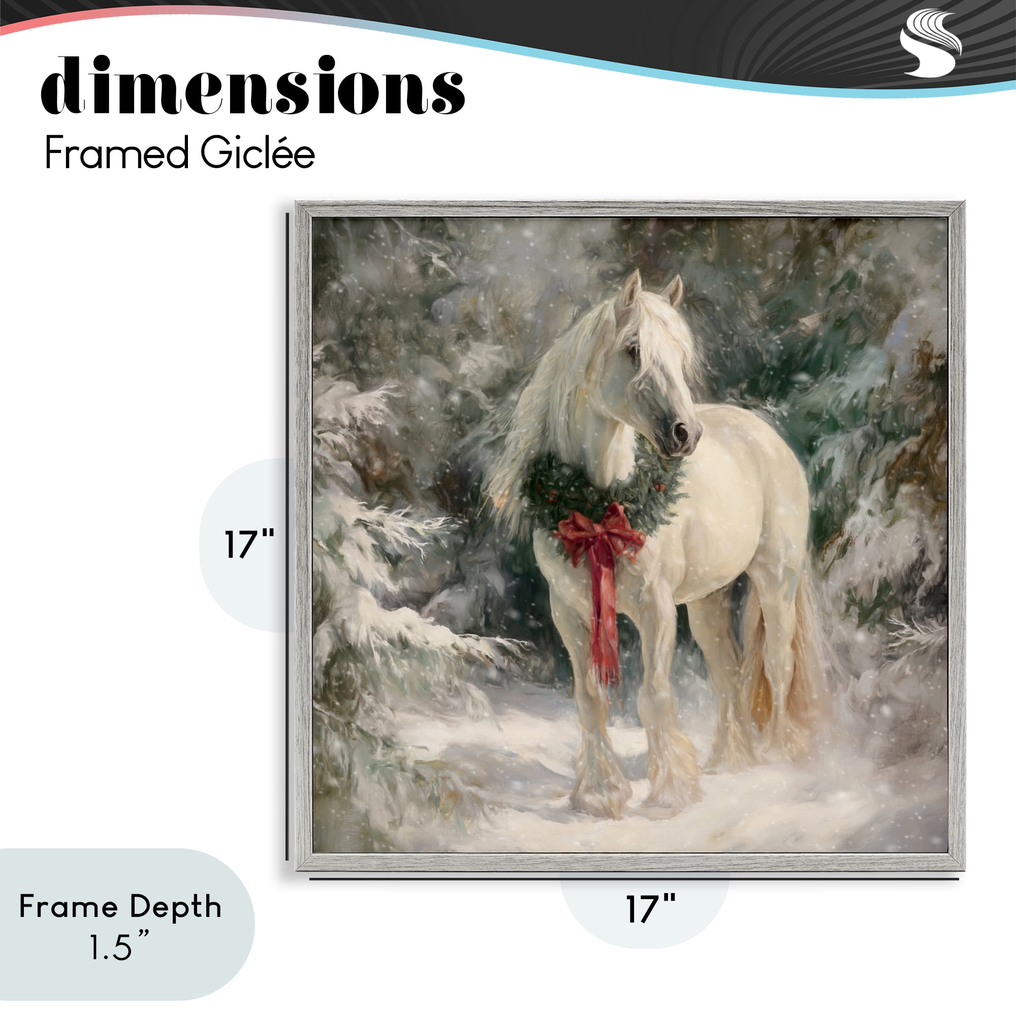 Stupell Industries Pretty Christmas Mare Gray Framed Giclee Art, design by Tina LeCour