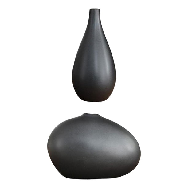 2 piezas de jarrón de flores negras de cerámica nórdica, accesorios para fotos, decoración para el hogar y la Oficina Estilo H Gloria florero de cerámica