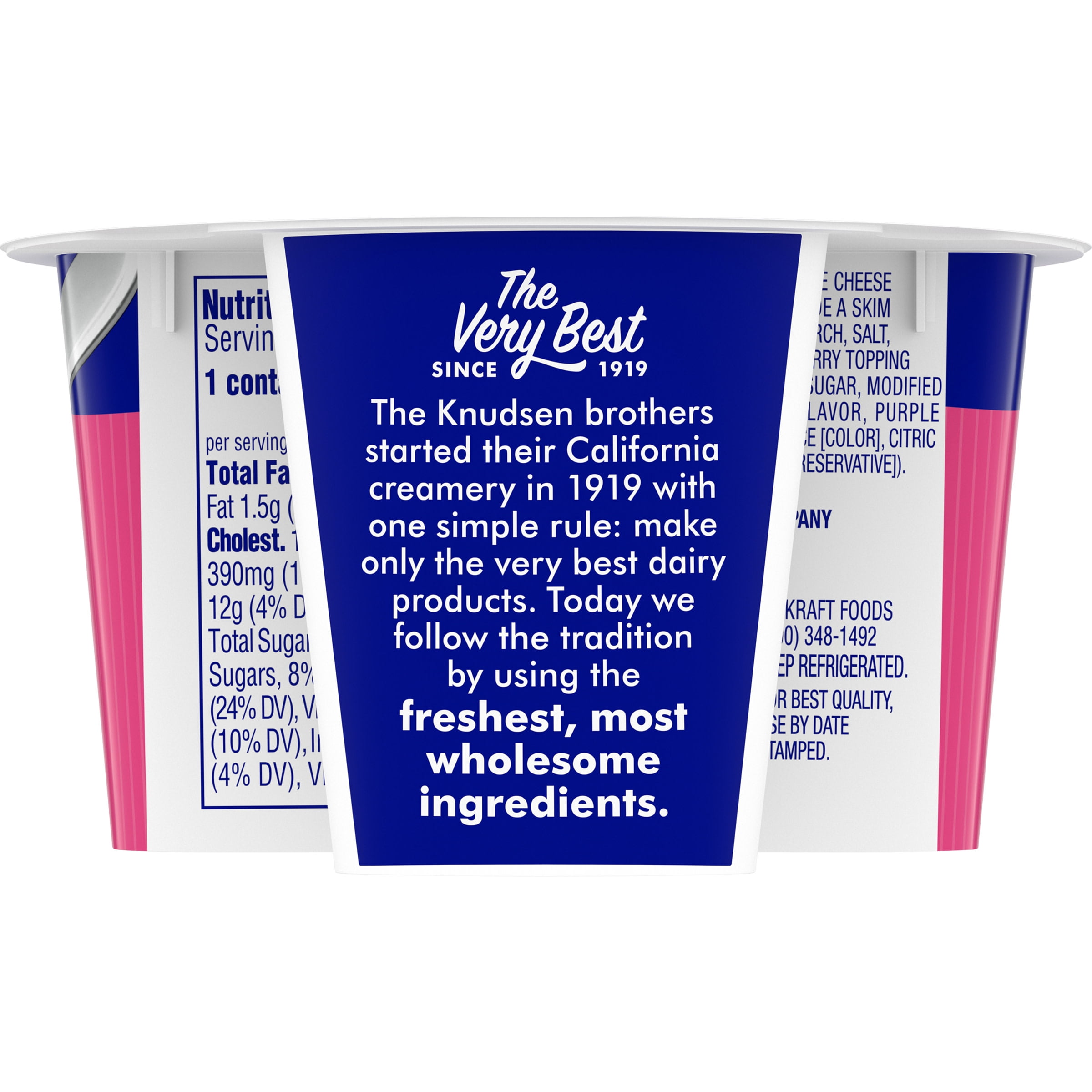 Knudsen Cottage Doubles Lowfat Cottage Cheese & Raspberry Topping with 2% Milkfat, 4.7 oz Cup