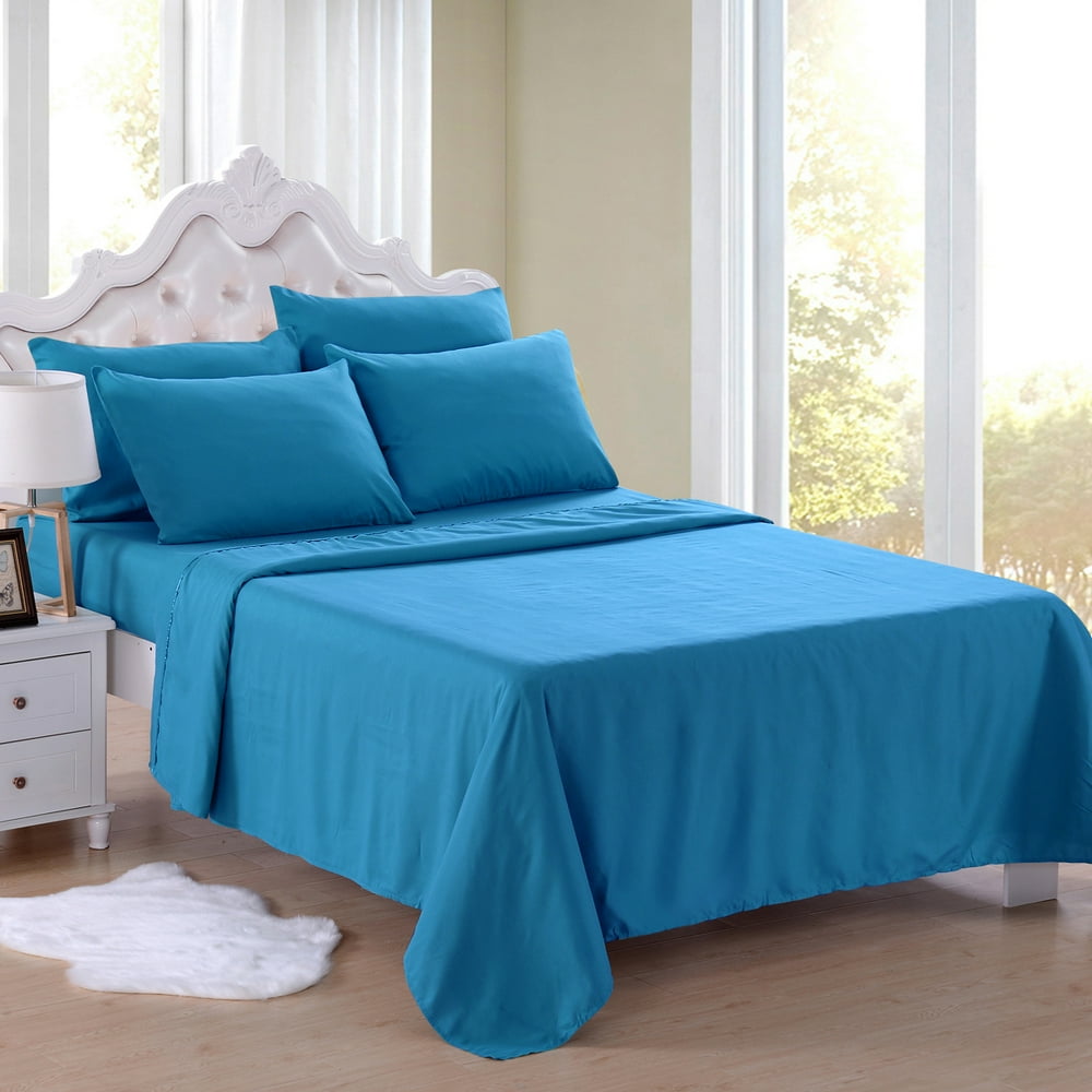 6 Piece Soft Microfiber Bed Sheet Set Deep Pocket Up To 16 Wrinkle