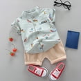 thumbnail image 3 of Vedolay Boys Cartoon Prints Short Sleeve Button Shirt and Shorts Set,Green 12-18 Months, 3 of 4