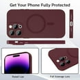 thumbnail image 4 of Magnetic for iPhone 12 Pro Max Case for Women,Shockproof Matte Luxury Metallic Luster Design with Full Camera Lens Protector, Compatible with Magsafe Case for iPhone 12 Pro Max 6.7"-Red Wine, 4 of 13