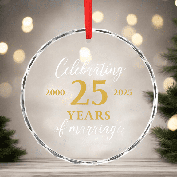 Zeny Decor Funny 25 Years Of Marriage 2000 25Th Wedding Anniversary Ornament Anniversary Gift, CIRCLE Glass Ornament, Home Decoration, Lovers Gift