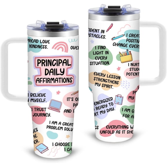 Daily Affirmation Tumbler Gifts, 30 oz Tumbler with Handle and Straw, Stainless Steel Double Wall Vacuum Insulated Cup Hold Hot Cold - 30 oz Travel Mug with Lid Tumblers for Home Work Outdoor Use