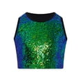 thumbnail image 3 of Haitryli Kids Girls Shiny Street Hip Hop Jazz Ballet Dance Crop Tops Sports Vest Shirt Performance Dancewear Green 2-6, 3 of 5