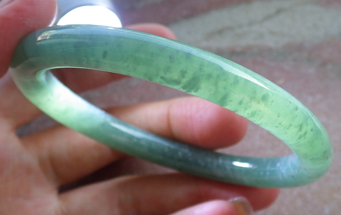 Icy Green Natural A JADE Jadeite Circle Bangle Bracelet 57 mm 683871 TN