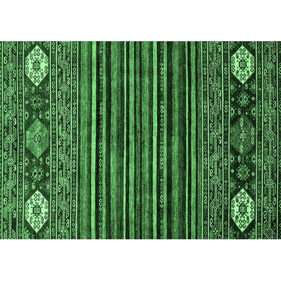 Ahgly Company Indoor Rectangle Abstract Emerald Green Modern Area Rugs, 2' x 3'