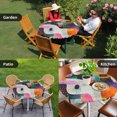 thumbnail image 4 of Colorful Geometric Round Tablecloth for 36-44 Inch Tables, Fitted Table Cover with Elastic Edge, Contemporary Abstract Artwork Waterproof Outdoor Table Cloth Protector for Patio Garden Dinner Picnic, 4 of 9