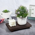 thumbnail image 4 of Jabonera de madera rústica, bandeja rectangular para servir, soporte para velas, botellas, maquillaje, toallas, plantas, coco, marrón, 23 x 15 x 4 cm, 4 of 6