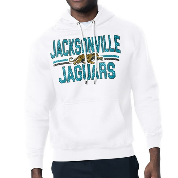 Men's Starter  White Jacksonville Jaguars Mesh Look Retro Team Logo Pullover Hoodie