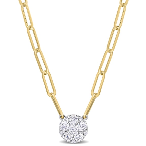 Everly Women's 1ct TW Diamond 14k White Gold Cluster Pendant with Chain