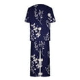 thumbnail image 4 of yievot Lounge Sets for Women Floral Printed Short Sleeve Shirts and Capri Pajamas Sets 2 Piece Sleepwear Loungewear, 4 of 5