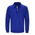 thumbnail image 2 of Mens Polo T Shirts Long Sleeve Button Down Tees Shirt Slim Fit Blue Mens Vacation Outfits, 2 of 8