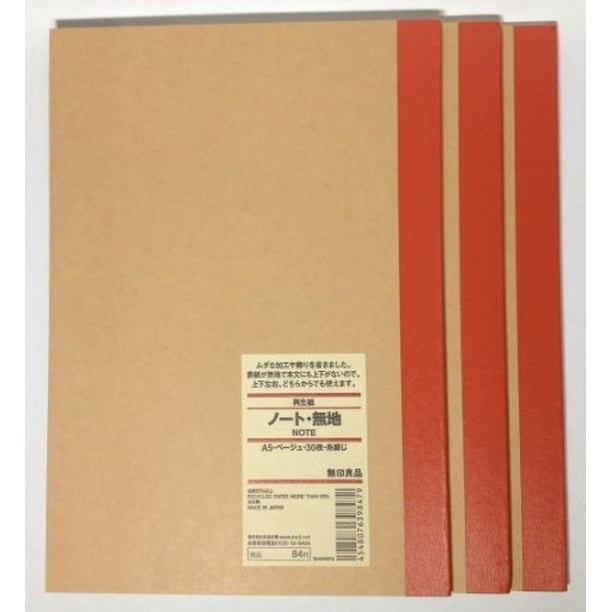 Muji Blank Notebook A5 Unruled 30sheets Pack Of 3books Walmart Com