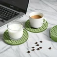 thumbnail image 4 of Set of 6 Silicone Drink Coasters with Metal Holder – 4" Round Heat Resistant Non-Slip Pads for Mugs, Cups, Table, Desk, Office, Bar (Green), 4 of 6