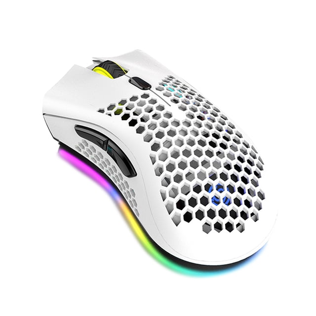 2.4G Wireless Gaming Mouse Rechargeable Mouse with RGB Light Effect 3 Adjustable DPI Hollowed-out Honeycomb