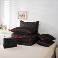 thumbnail image 4 of Geometric Grid Comforter Set 7 Pieces,Red and Black Checkered Bed Set,Modern Abstract Check Plaid Square Bedding Full with 1 Comforter,1 Fitted Sheet,1 Flat Sheet,2 Pillowcases,2 Throw Pillow Cover, 4 of 5