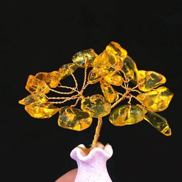 facefd Mini Arbre de Cristal Richesse Arbre à Chance Énergie Positive pour Décoration de Table Maison