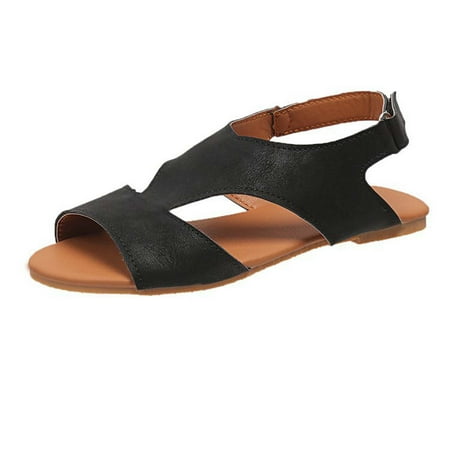 

YanHoo Flat sandals for Women Girls Dressy Summer Comfort Slip-on ankle strap Slingback Light Weight Casual Walking Sandals