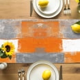 thumbnail image 4 of Burlap Table Runner 36 Inches Long, Orange Gradient Oil Painting Style Non-Slip Kitchen Table Runners for Dining Room Everyday Use Party Table Decorations Gray Color Block, 4 of 9