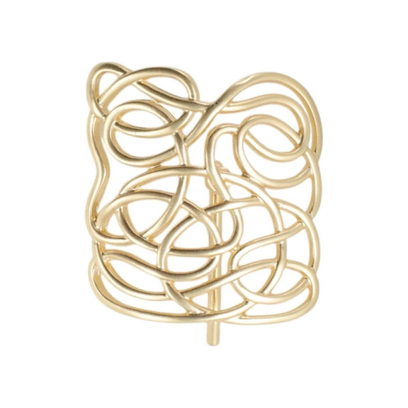 Unique Bargains 1 Pc Ponytail Buckle Hair Clip Rectangular Lines Hair Ponytail Cuff for Women Matte Gold Tone