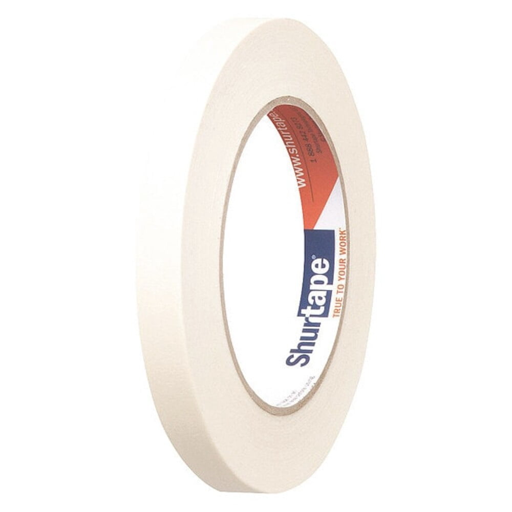 Masking Tape, 12 mm W x 55 m L, 5 mil Thick, Tan, Rubber Adhesive, 72 PK 100455