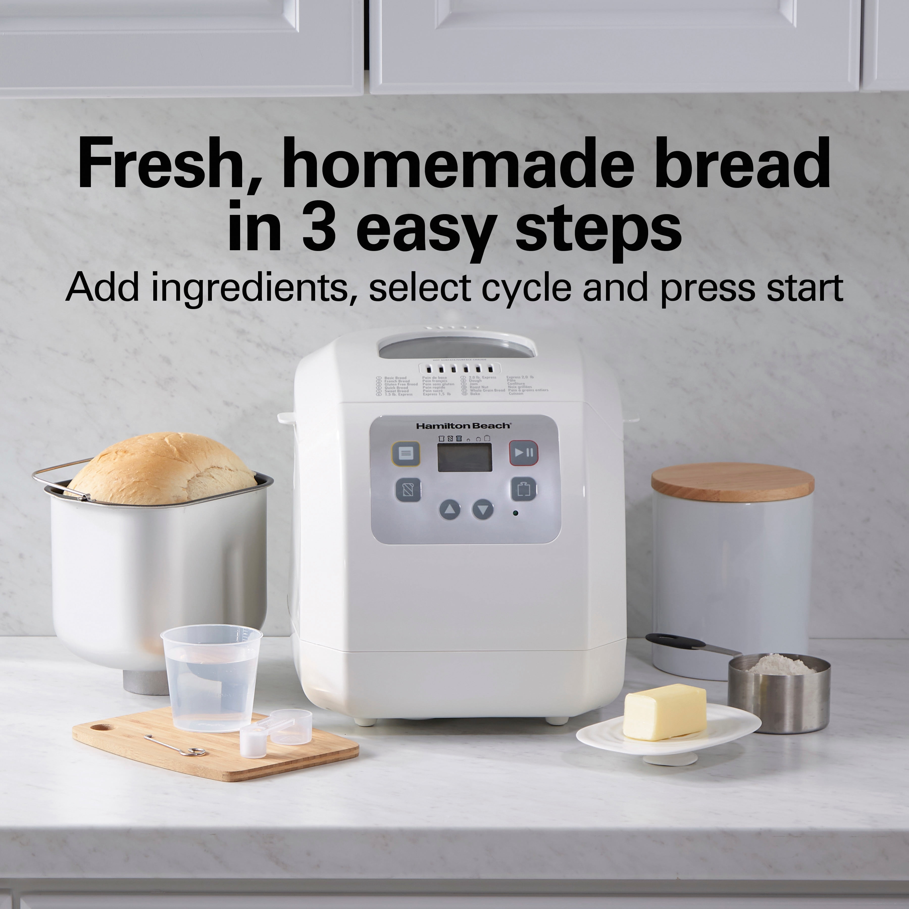  Hamilton Beach Bread Maker Machine, Digital, Programmable, 12  Settings + Gluten Free, Dishwasher Safe Pan + Kneading Paddle, 2 lb  Capacity, Black (29882): Bread Machines: Home & Kitchen