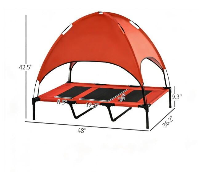 Orthopedic Dog Bed, Modern Style Pet Bed,Elevated Portable Dog Cot, Black+Red Dog Bed,Mesh,Metal,Oxfabric,Polyester Cat Bed, Pet Supplies Pet Beds & Furniture