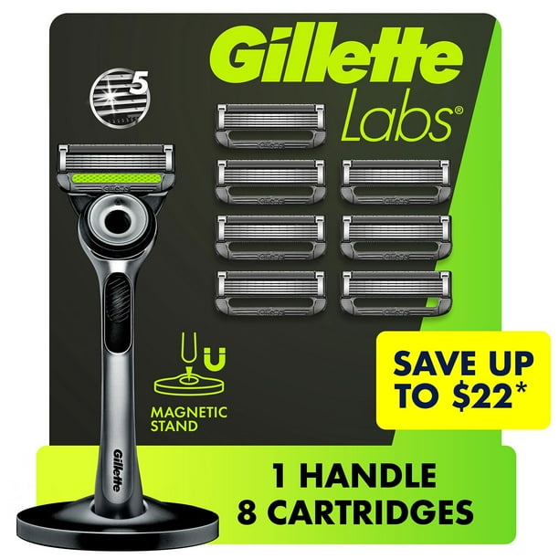 GilletteLabs Men's Exfoliating Razor, 5 Blade, Handle + 8