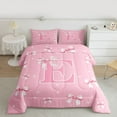 thumbnail image 2 of Castle Fairy Kids Teens Personalized Initial E Full Size Comforter Sets 3-Piece,Kawaii Pink Ribbon Bowknot Bedding Comforter Set,Dreamy Princess Lightweight Bedding Sets,Luxury Bedroom Decor, 2 of 8