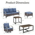 thumbnail image 4 of OPOHORO 7-Piece Outdoor Patio Furniture Set with Sofa, 2 Swivel Rocking Chairs, 2 Ottomans, Coffee Table and Side Table, PE Wicker Deep Seating with Blue Cushions, 4 of 15