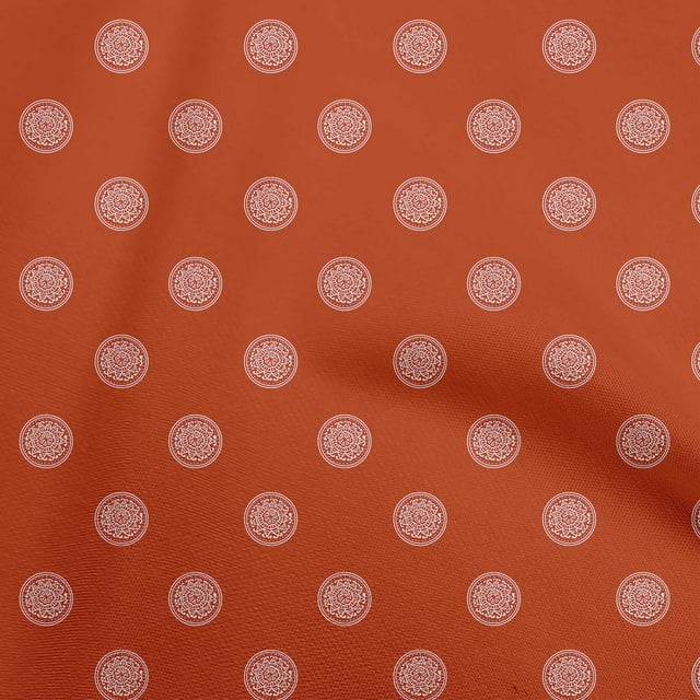 oneOone Rayon Red Fabric Asian Circle Block Sewing Craft Projects Fabric Prints By Yard 56 Inch Wide