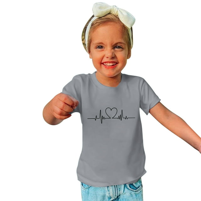 LSLJS T-Shirts à Manches Courtes pour Tout-Petits Garçons Filles en Coton Doux Col Rond T-Shirts Filles T-Shirts Imprimés Saint-Valentin Cadeaux pour Enfants