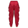 thumbnail image 7 of Nyeemya Men's Arabian Prince Harem Pants Satin Yoga Beach High Waist Baggy Trousers for Belly Dance Burgundy S, 7 of 7