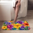 thumbnail image 4 of 1pc Colorful Flowers Absorbent Non-Slip Bathroom Thickened Flannel Rug Decor,Soft,Quick Drying,Suitable For Indoor/outdoor Use,Bathrooms,Bedrooms,Kitchens,Terrace,Laundry Rooms,16"x24", 4 of 9