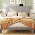 thumbnail image 4 of Costway Headboard for Queen&Full Size Bed,Geometric Upholstered Head Board with 2AC Outlets Gray, 4 of 11