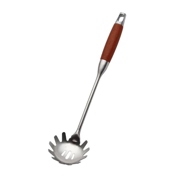 Stainless Steel Pasta Spoon, Spaghetti Server Utensil with Teeth, Noodle Strainer Ladle for Kitchen Cooking and Serving, Easy to Clean, Comfortable Grip Handle