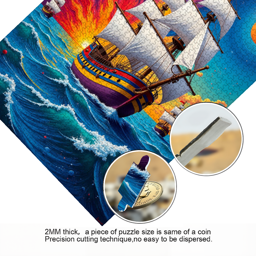 1000 pieces of vertical paper jigsaw puzzles - colorful sailing ships, with dimensions of 29.5 * 20 inches.