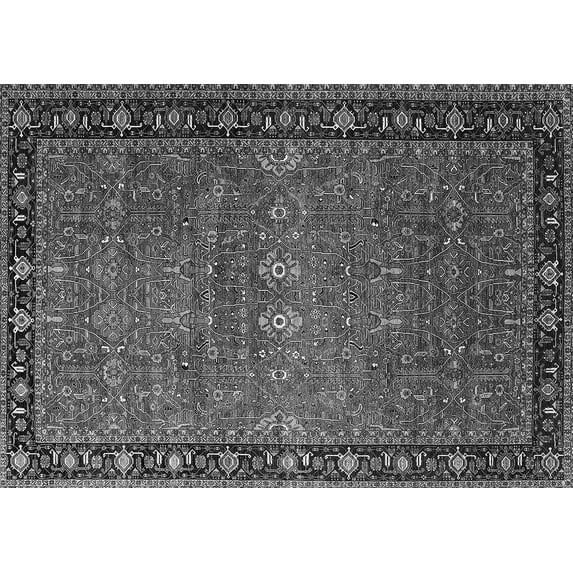 Ahgly Company Indoor Rectangle Oriental Gray Industrial Area Rugs, 6' x 9'