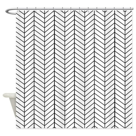 Cafepress Black And White Herringbone Unique Cloth Shower
