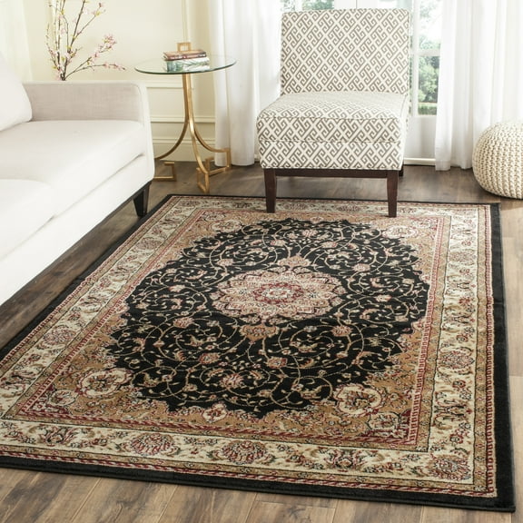 SAFAVIEH Lyndhurst Gabriella Traditional Bordered Area Rug, Black/Ivory, 3'3" x 5'3"